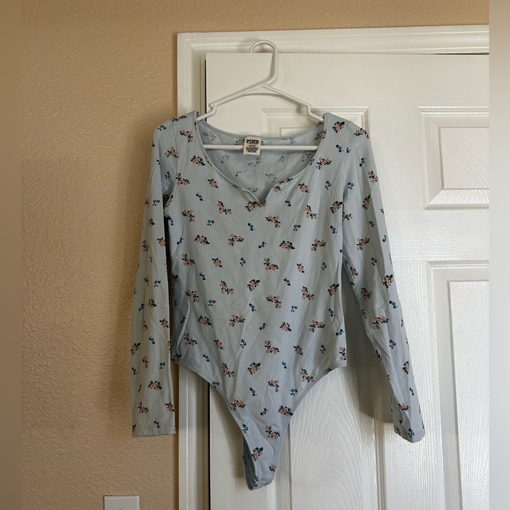 Light Blue Flower Print Bodysuit